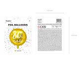 Ballon en Mylar 80e anniversaire, or, 45cm