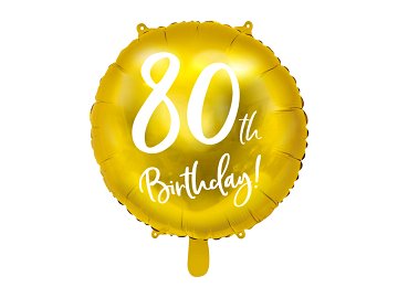 Folienballon 80th Birthday, gold, 45cm