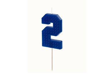 Bougie d'anniversaire Chiffre 2, 6 cm, bleu