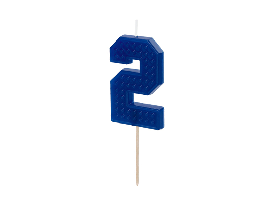 Bougie d'anniversaire Chiffre 2, 6 cm, bleu