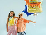 Foil balloon set Colourful Cake Happy Birthday, mix (1 pkt / 5 pc.)