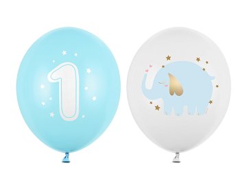 Balloons 30 cm, One year, Pastel Light Blue (1 pkt / 50 pc.)