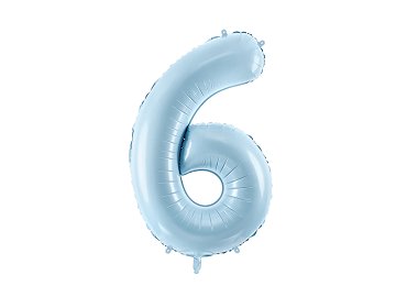 Foil Balloon Number ''6'', 72cm, light blue