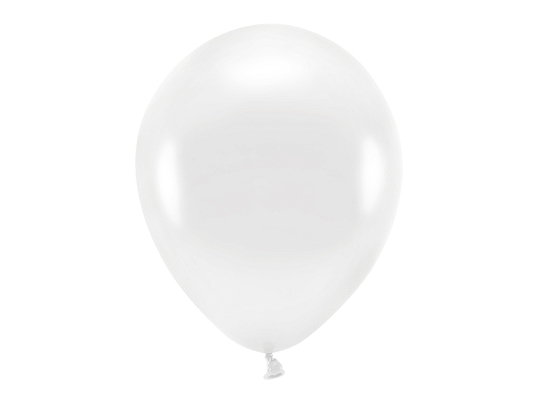 Ballons Eco 30 cm métallisés, blanc (1 pqt. / 100 pc.)