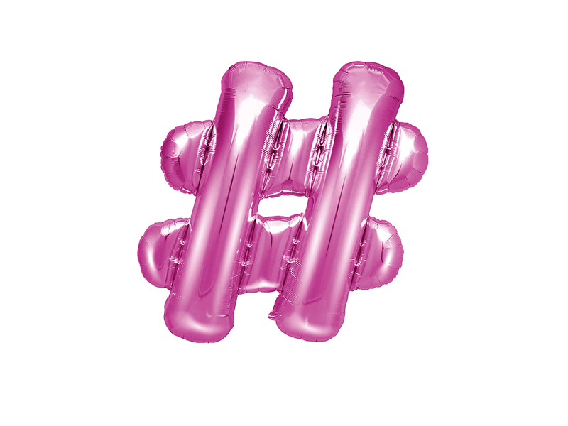 Bokstavsballong – # – rosa – mörkrosa – 35 cm