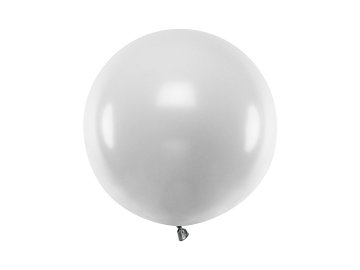 Round balloon 60 cm, Metallic Silver Snow