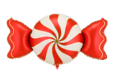 Balon foliowy Cukierek, 113x54 cm, beżowo-czerwony