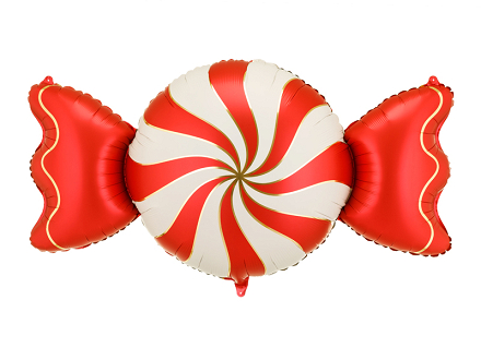 Balon foliowy Cukierek, 113x54 cm, beżowo-czerwony