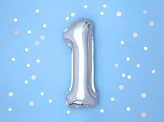 Foil Balloon Number ''1'', 35cm, silver
