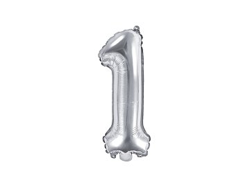Foil Balloon Number ''1'', 35cm, silver