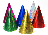 Holographic party hats, mix, 16cm (1 pkt / 120 pc.)
