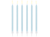 Bougies d'anniversaire lisses, bleu clair, 14cm (1 pqt. / 12 pc.)