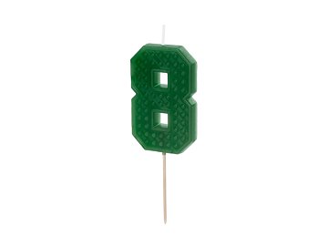 Świeczka urodzinowa Cyferka 8, 6 cm, zielony