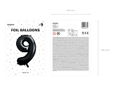 Ballon en Mylar Chiffre ''9'', 86cm, noir