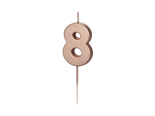 Birthday Candle Number 8, rose gold, 4.5cm