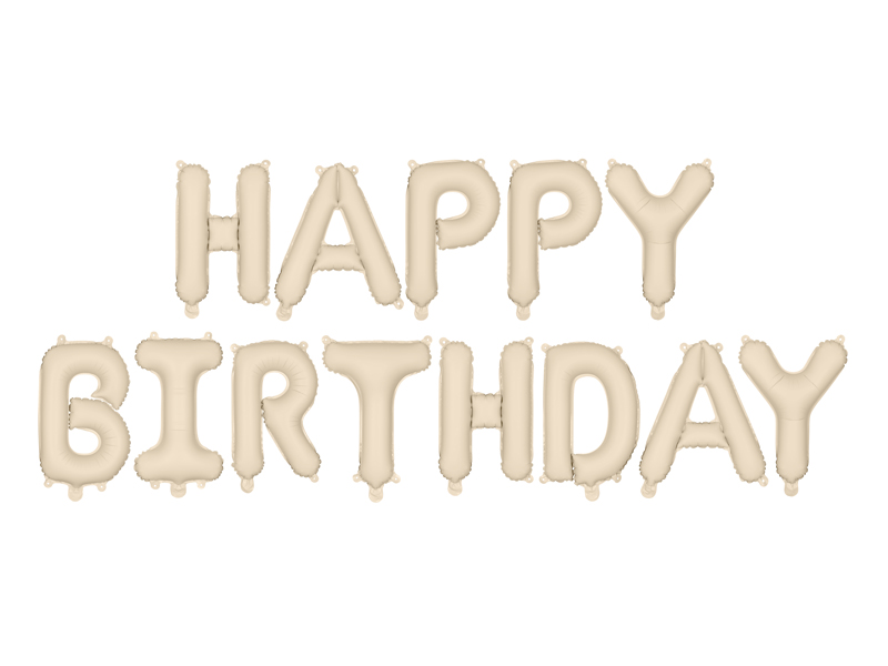 Folieballong – Happy Birthday – beige – 340x35 cm