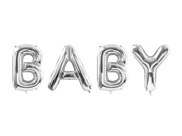 Foil balloon Baby, 262x86cm, silver