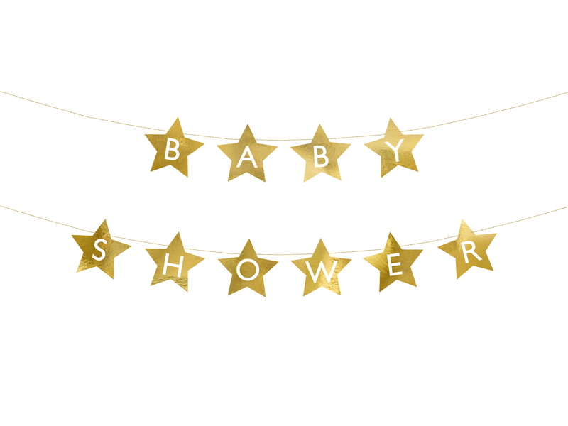 Flaggbanner – Baby Shower – guld – 290x16.5 cm