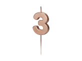 Birthday Candle Number 3, rose gold, 4.5cm