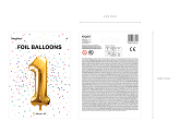 Folienballon Ziffer ''1'', 86cm, gold