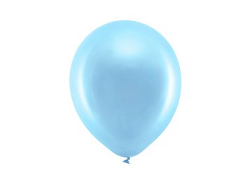 Ballons Rainbow 23 cm métallisés, bleu (1 pqt. / 10 pc.)