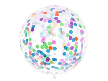 Ballon avec confettis ronds, 1m, mélange