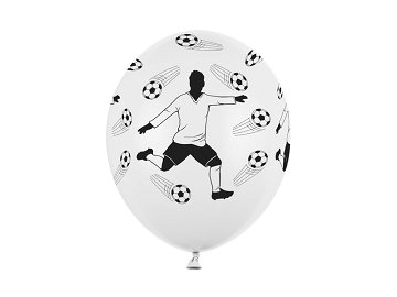 Balony 30cm, Piłkarz i piłki, Pastel White (1 op. / 6 szt.)