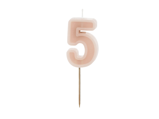 Birthday candle Number 5, dusty rose, 6 cm