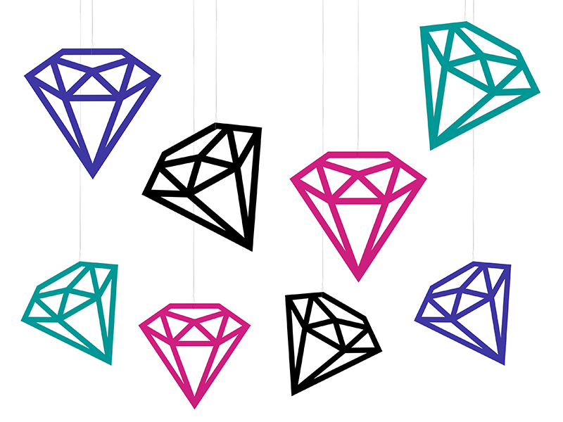 Pappersdekoration – Diamantdekorationer – 8-pack