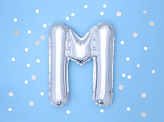 Foil Balloon Letter ''M'', 35cm, silver