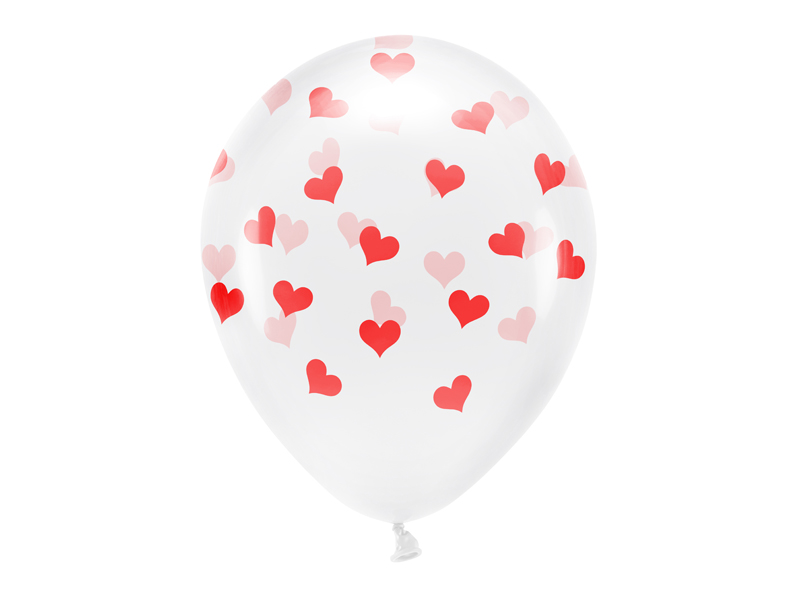Latexballong – Hjärtan – transparent – 33 cm