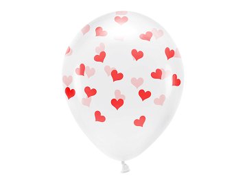 Ballons Eco 33 cm, Cœurs, transparent (1 pqt. / 6 pc.)