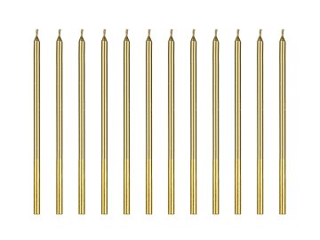 Plain birthday candles, gold, 14 cm (1 pkt / 12 pc.)