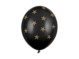 Ballons 30 cm, étoiles, noir pastel (1 pqt. / 6 pc.)
