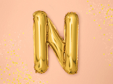 Balon foliowy Litera ''N'', 35cm, złoty