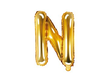 Balon foliowy Litera ''N'', 35cm, złoty