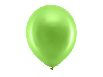 Balony Rainbow 30cm metalizowane, jasny zielony (1 op. / 10 szt.)
