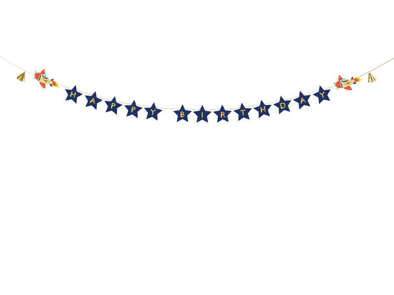 Flaggbanner – Happy Birthday – Flygplan – mix – 2.5 m