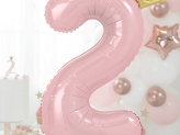 Standing foil balloon Number ''2'' , 84 cm,  light pink