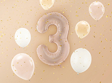 Balon foliowy Cyfra ''3'', 72cm, ciemny beż