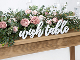 Holzaufschrift Wish table, weiß, 40x10cm