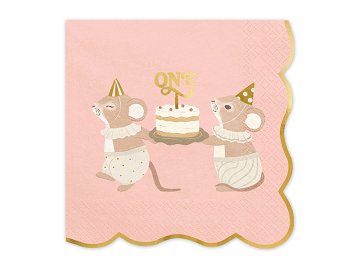 Napkins One Mice, 33x33 cm, pink (1 pkt / 12 pc.)