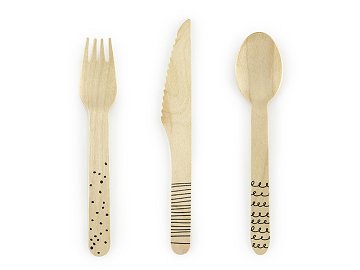 Wooden Cutlery, black, 16cm (1 pkt / 18 pc.)