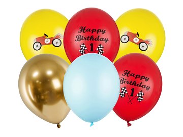 Ballons 30cm, Happy Birthday, Mix (1 VPE / 6 Stk.)