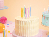 Bougies d'anniversaire torsadées, 8.5 cm, mélange de couleurs (1 pqt. / 6 pc.)