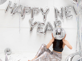 Foil balloon Happy New Year, 422x46 cm, silver