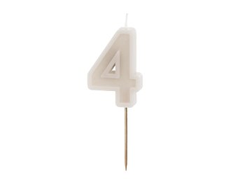 Birthday candle Number 4, warm grey, 6 cm