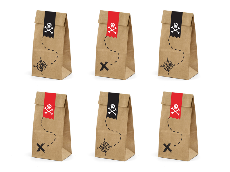 Papperspåse – Pirater – naturkraft – 18x6 cm – 6-pack