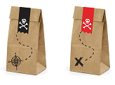 Treat bags Pirates Part, kraft, 8x18x6cm (1 pkt / 6 pc.)