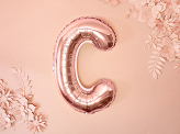Balon foliowy Litera ''C'', 35cm, różowe złoto